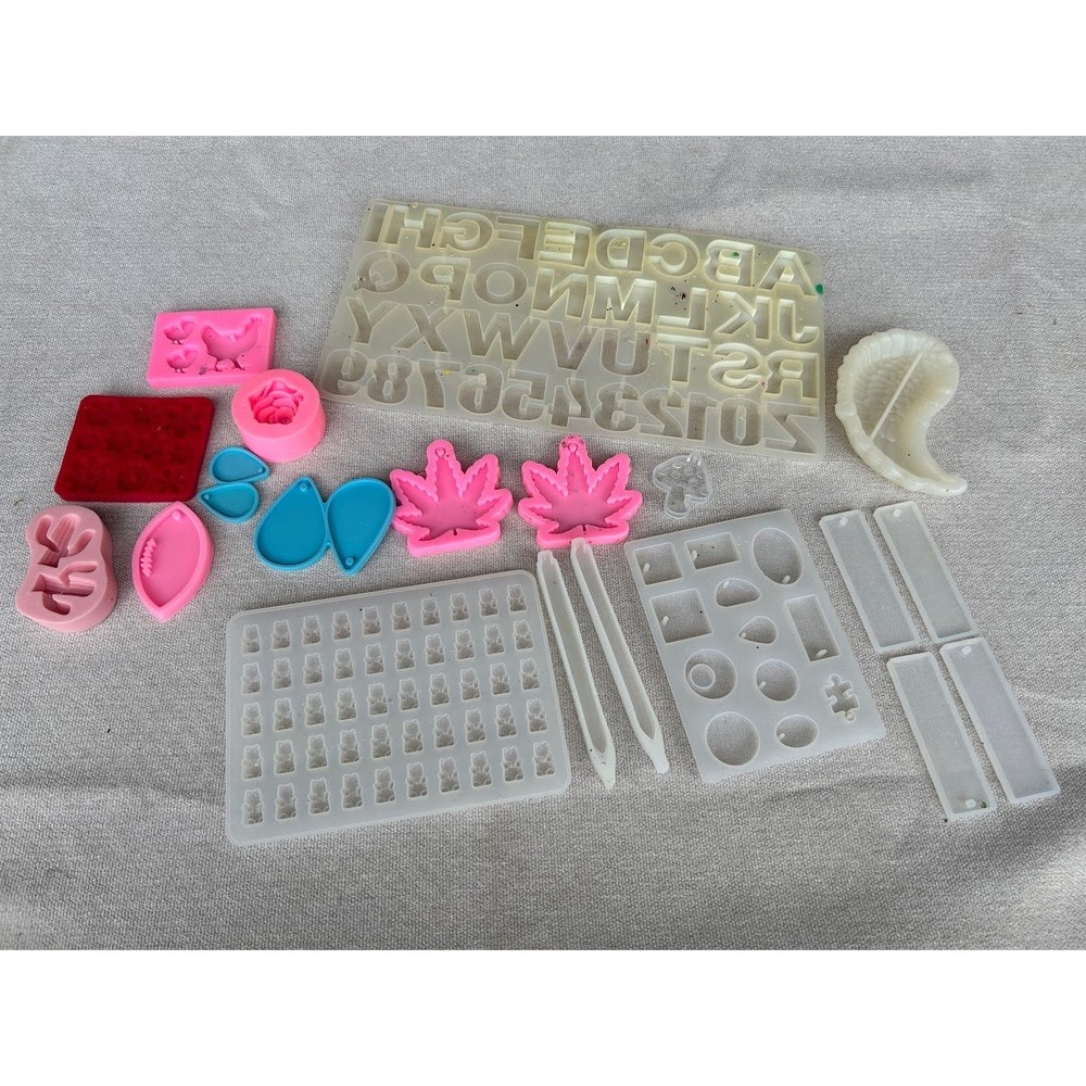 Silicone Resin Casting Molds Lot Alphabet‎ Gummy Bear Cannabis Leaf Shapes DIY